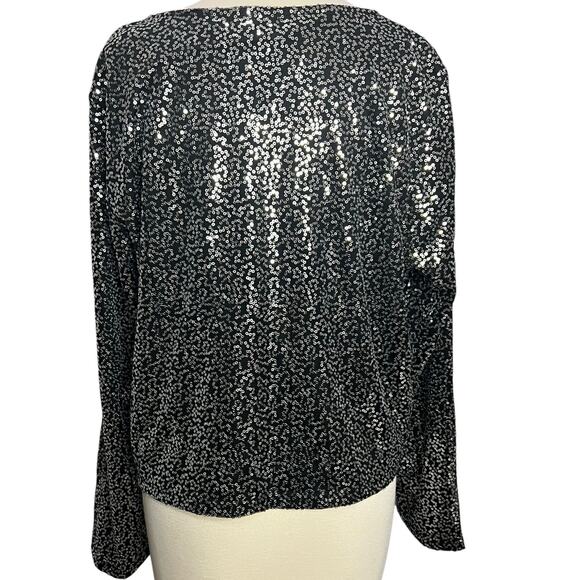 Nina Leonard Jacket Womens XL Black Sequined Cardigan Sparkle Evening Classic - Picture 5 of 16